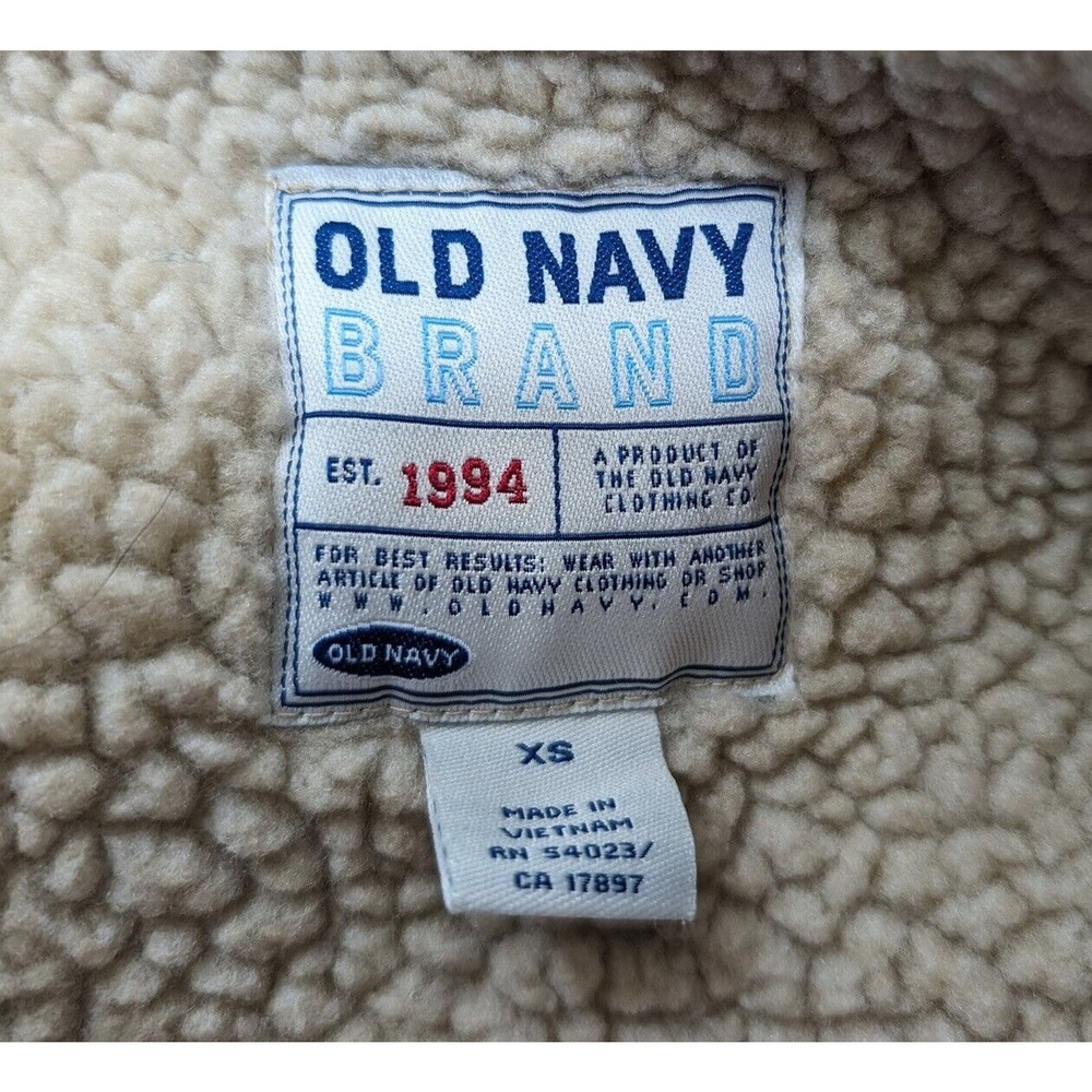 Vintage Y2K Old Navy Jacket Tan Fleece Faux Ranch Chore Women's Size XS - Picture 6 of 8